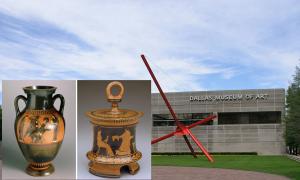 Wütender Mann zertrümmert antike griechische Artefakte