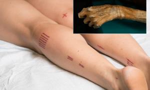 Nicole Wilson ließ sich die Tattoos von Ötzi auf ihren Körper tätowieren