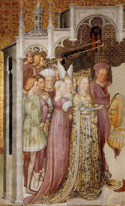 Theodelinda, Königin der Langobarden, heiratet Agilulf, Herzog von Turin, in einem Gemälde von Fratelli Zavattari.