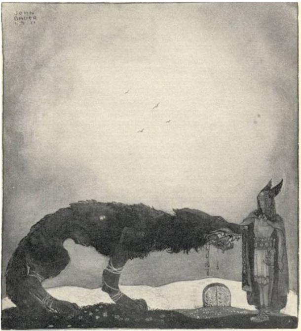 Týr und Fenrir, in „Die Göttersaga unserer Väter“, 1911. 