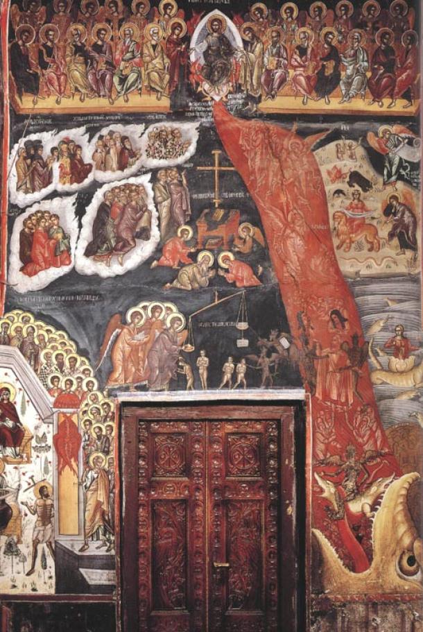 Wandgemälde in der Allerheiligenkirche, Kloster Varlaam, Meteora, Griechenland